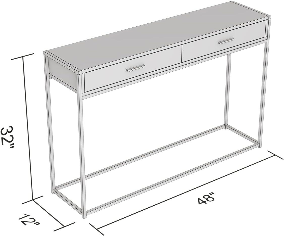 Safdie & Co. - Dark Grey Console Table with Black Metal Leg, Hallway Table with Drawers, Use As Doorway Table, Hallway Desk, or Accent Furniture for Decorating Foyer, 48 x 12 x 32 Inches