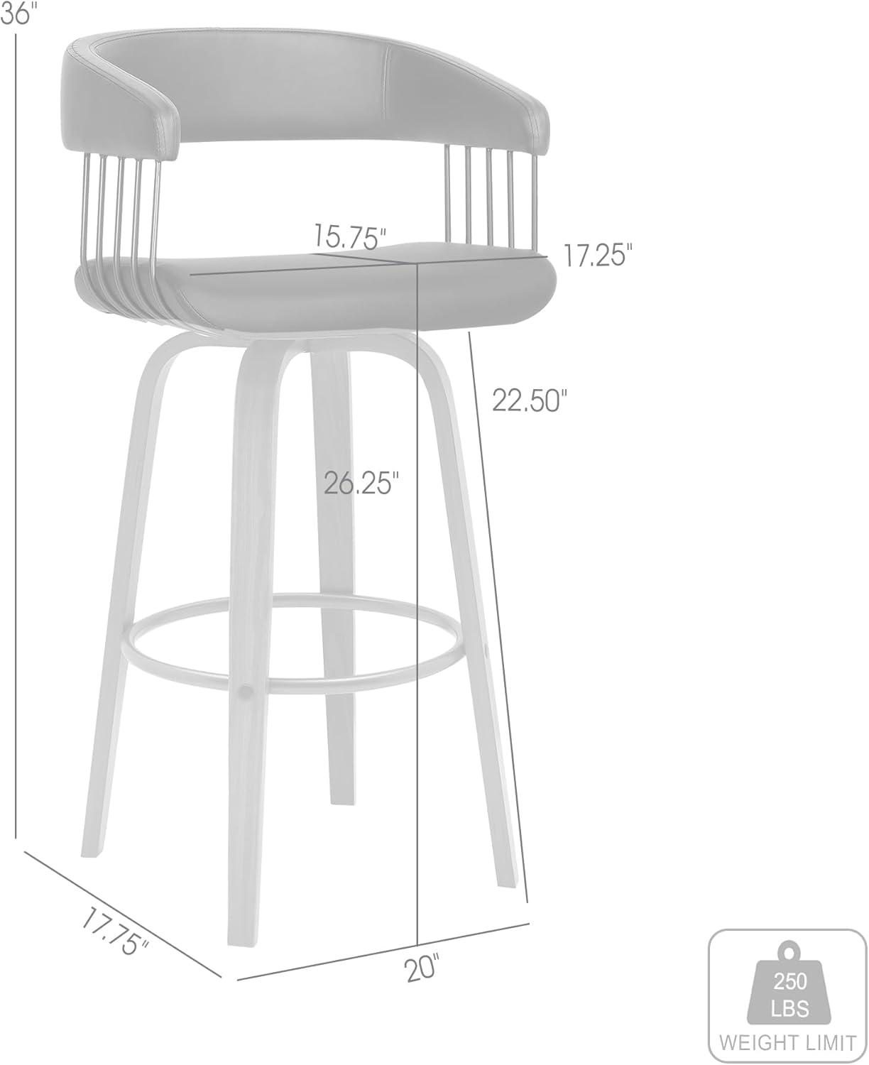 Topanga 26" Swivel Walnut Wood Counter Stool in Cream Faux Leather with Golden Bronze Metal