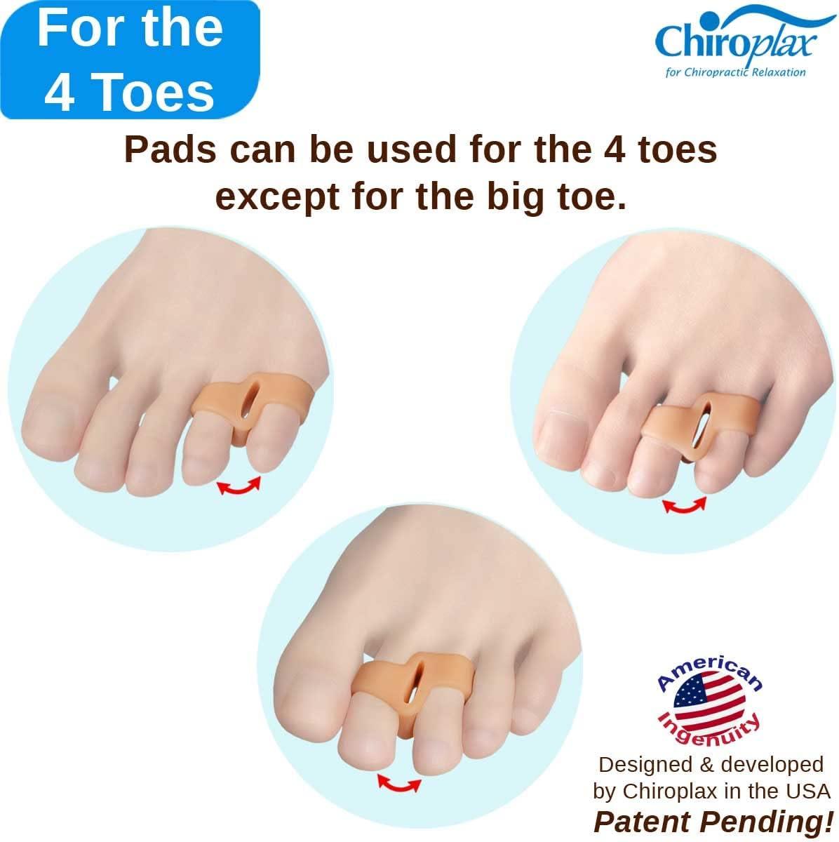 Chiroplax Tailor's Bunion Corrector Pads Bunionette Pain Relief Pinky Toe Straightener Separator Cushion Splint Protector Shield Spacer (4 Pads, Shims - Size Small)