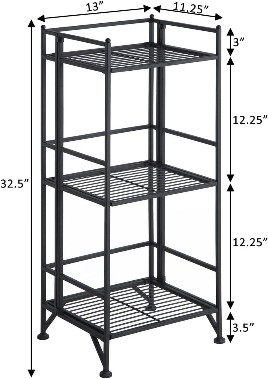 X-Tra Storage 3 Tier Black Folding Metal Shelf by