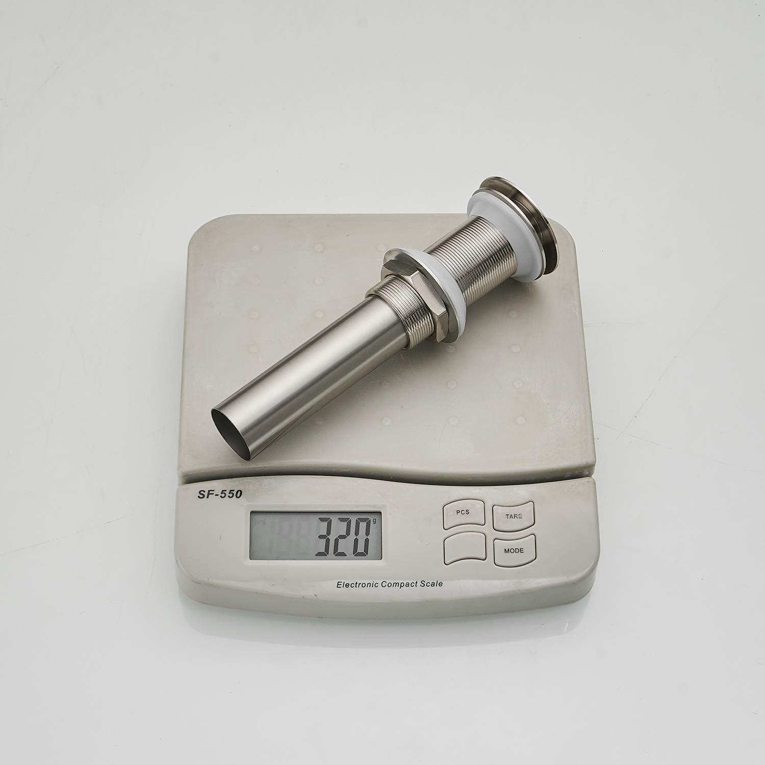 BWE Bathroom Sink Drain Bathroom Faucet Vessel Vanity Sink Drain Stopper Without Overflow Fits Bathroom Standard Sink Hole 1-1/2" to 1-3/4" Brushed Nickel