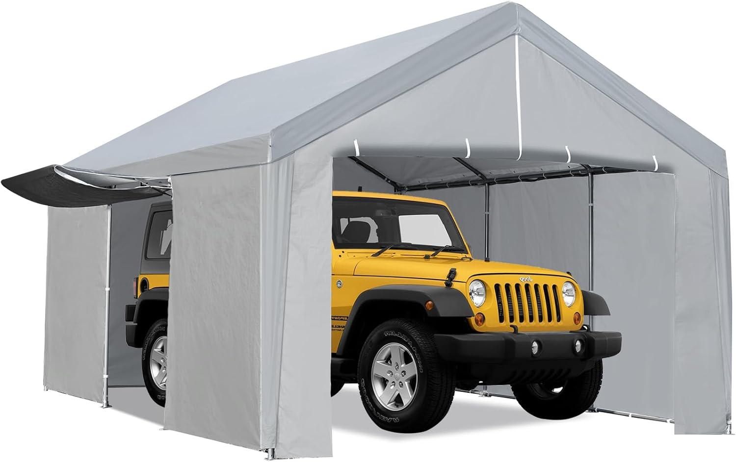 Grezone 10 x 20 ft Outdoor Canopy Carport Portable Car Tent Garage