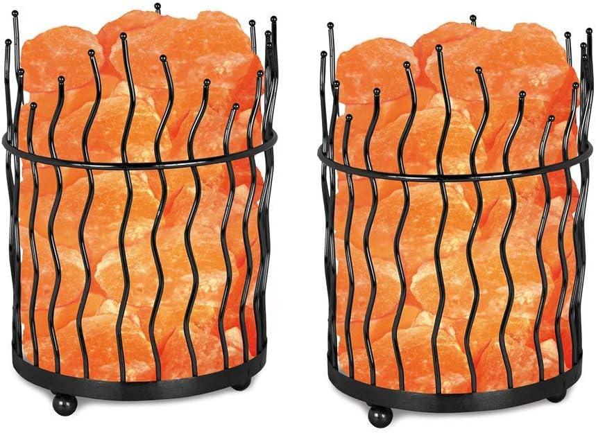 7.8 in. Ionic Crystal Salt Pillar and Natural Amber Glow Table Lamp, (Pack of 2)