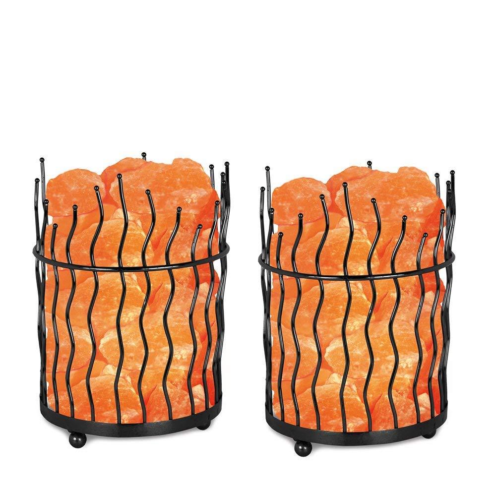 7.8 in. Ionic Crystal Salt Pillar and Natural Amber Glow Table Lamp, (Pack of 2)