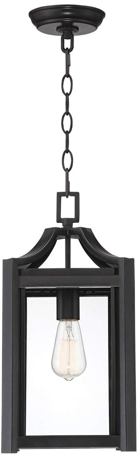 Franklin Iron Works Rockford Rustic Outdoor Hanging Light Black Iron 17" Clear Beveled Glass for Post Exterior Barn Deck House Porch Yard Patio Home