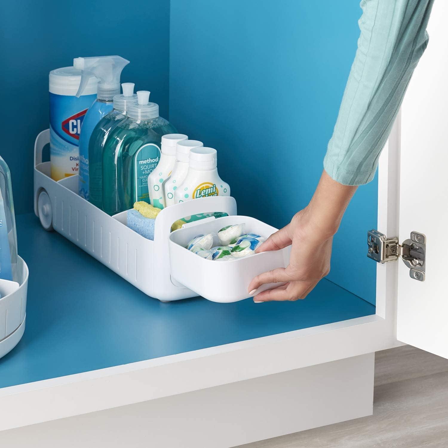 YouCopia 5" RollOut Under Sink Caddy: Clear Kitchen Organizer with Non-Slip Grip, Multi-Compartments, Freestanding