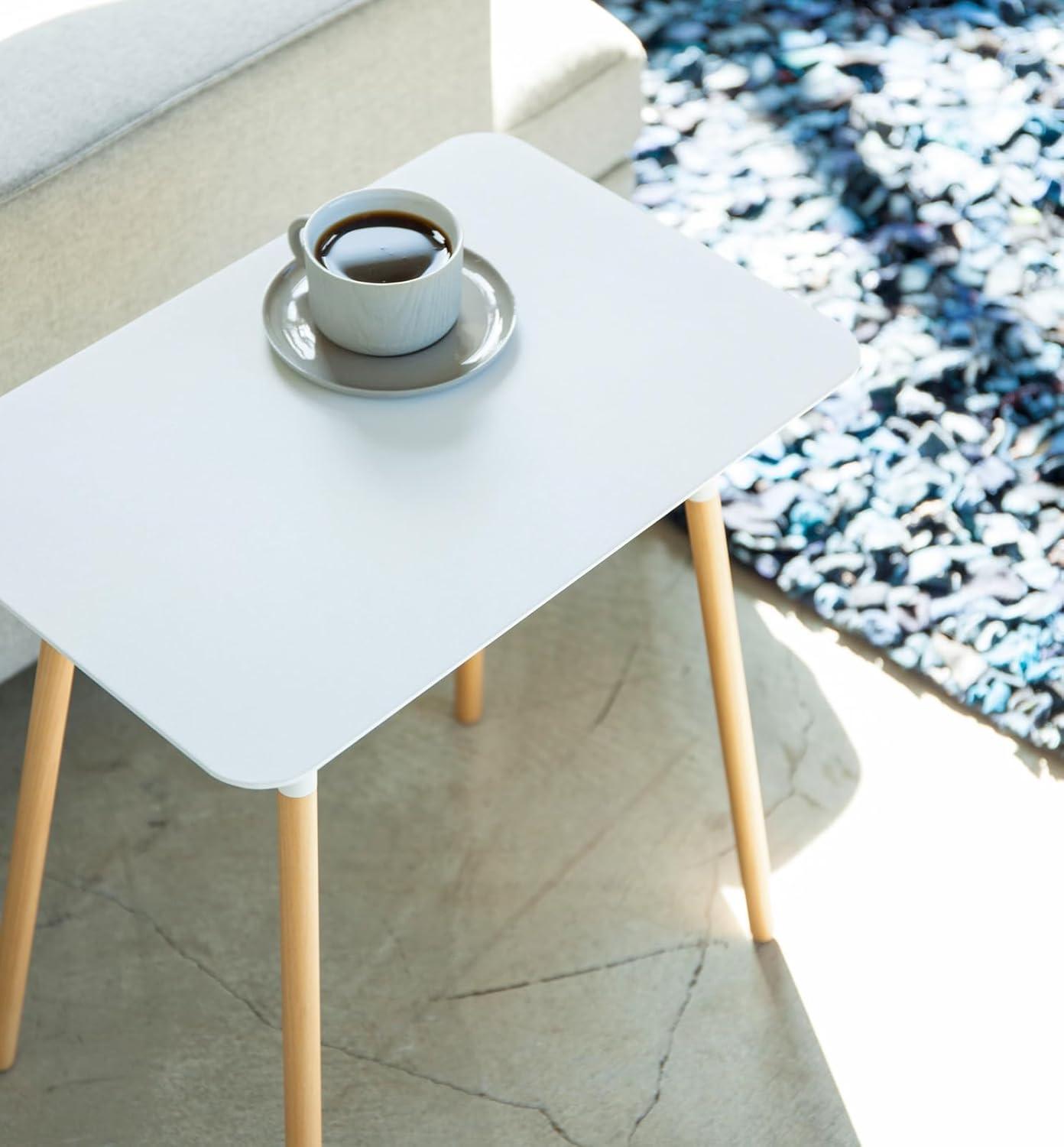 Yamazaki Home Modern Rectangular Side Table For Living Room Or Small Bedside Steel + Wood End Table