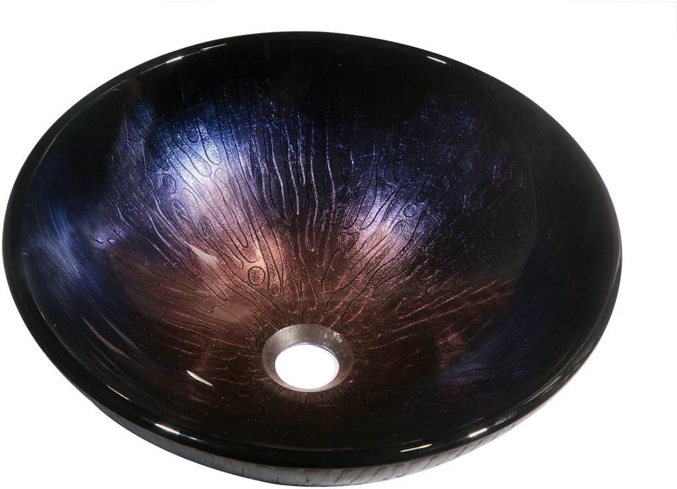 Dark Violet Hand-Painted Round Glass Vessel Sink