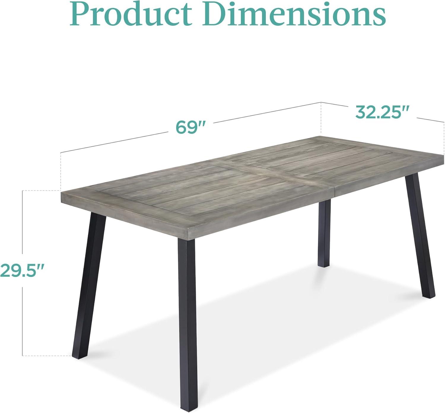 Best Choice Products 6-Person Indoor Outdoor Patio Rustic Acacia Wood Picnic Dining Table w/ Metal Legs - Weathered Gray