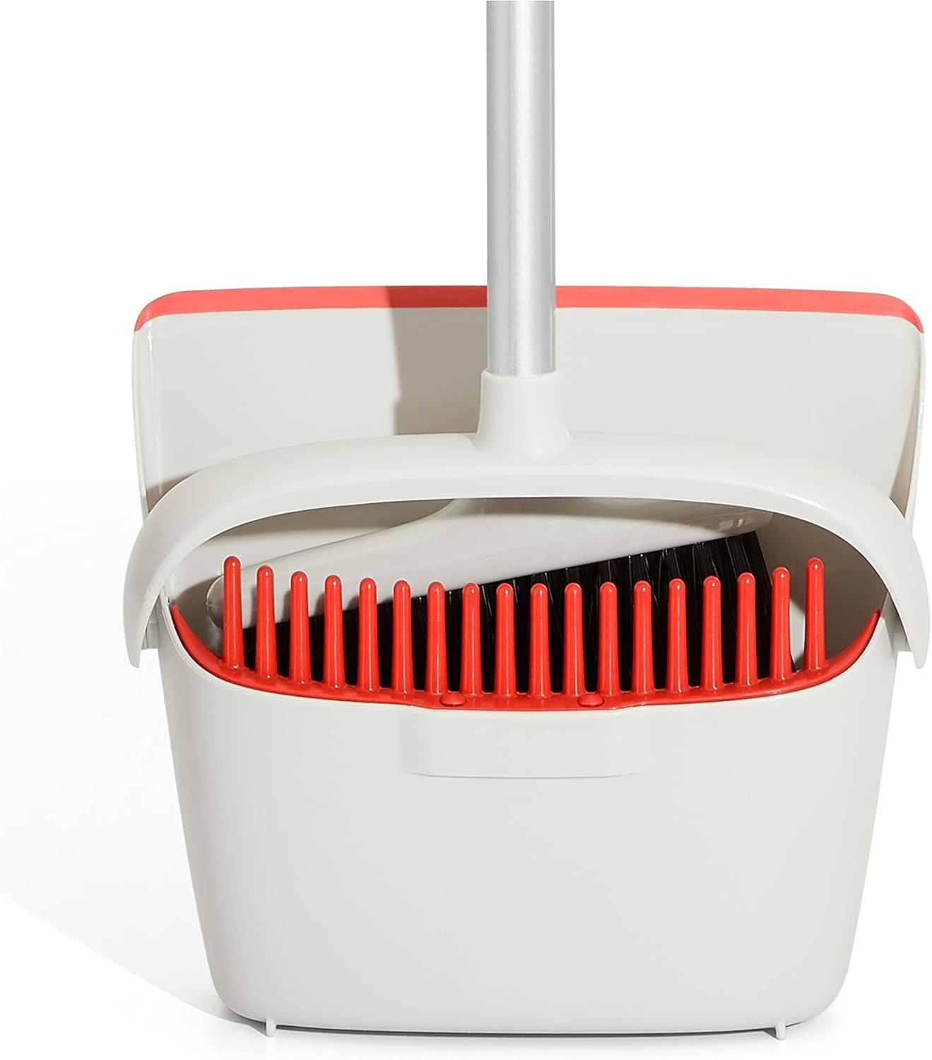 White and Orange Lightweight Upright Sweep Set with Dustpan