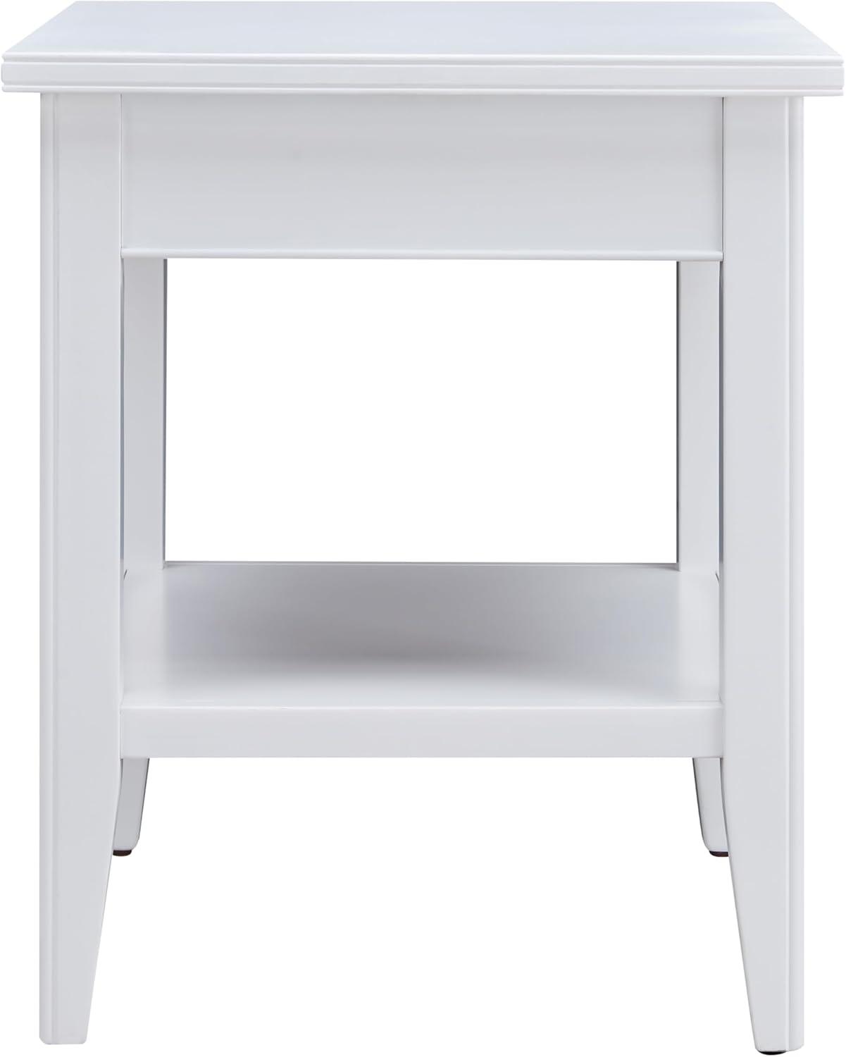 Leick Home 10507-WT Laurent End Table with Drawer and Display Shelf-White