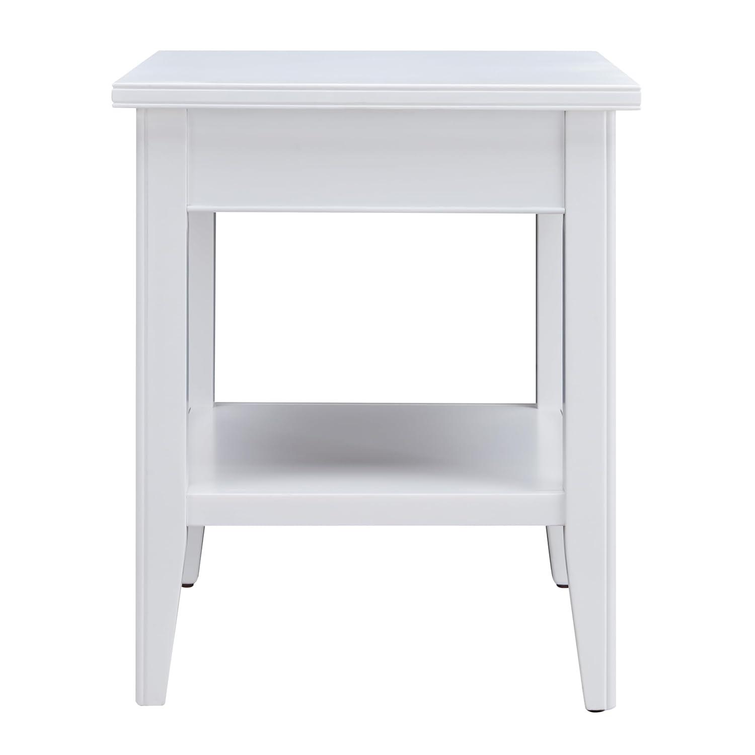 Leick Home 10507-WT Laurent End Table with Drawer and Display Shelf-White