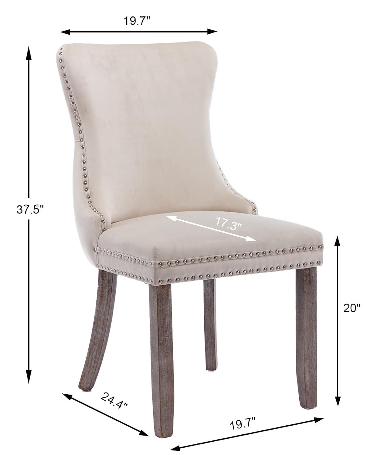 Velvet Upholstered Wing Back Dining Chair (Set of 6)