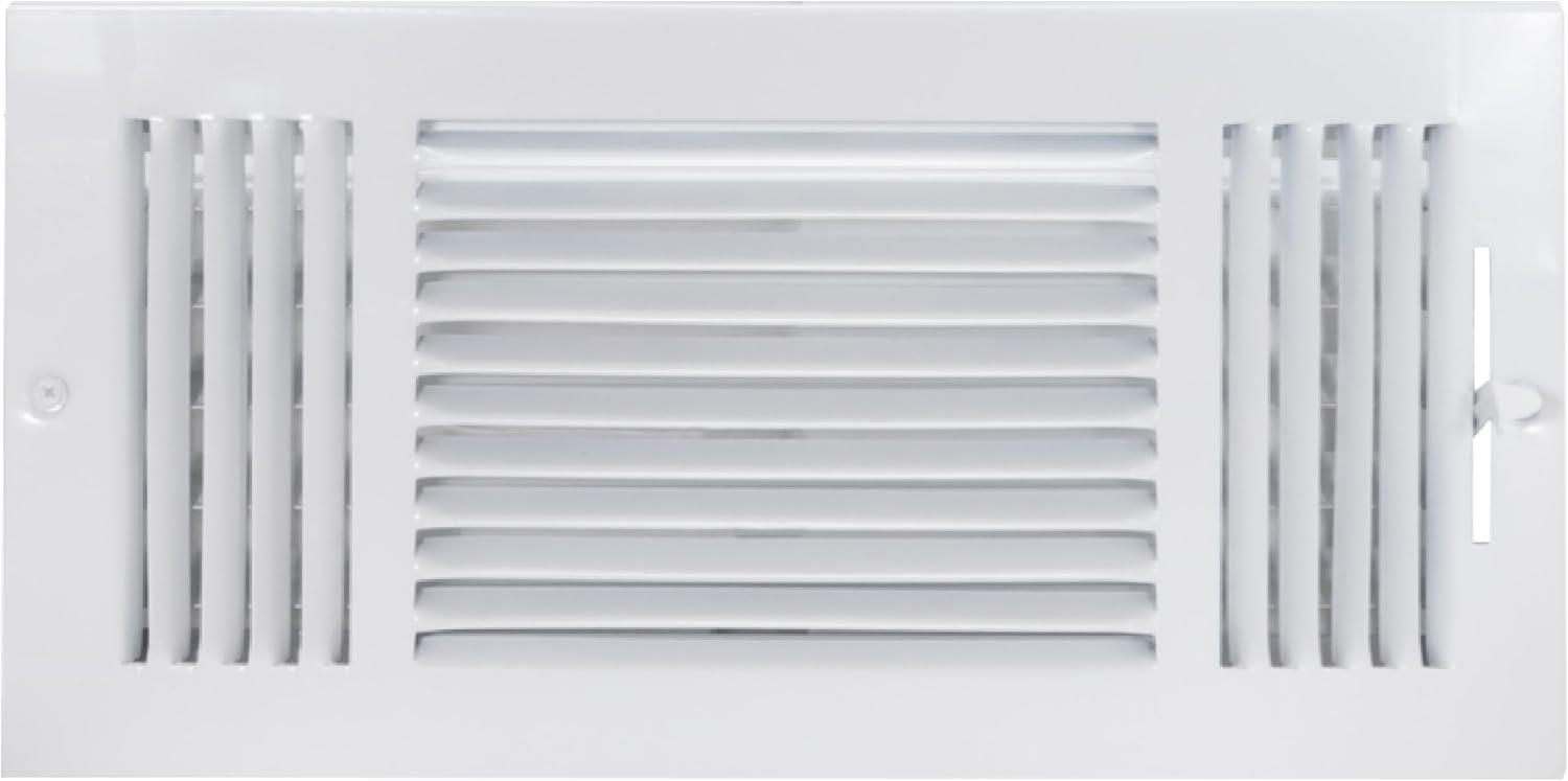 White Steel 14 x 6 Inch 3-Way Air Vent Register