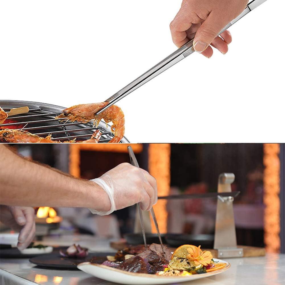 Bentne 12Inch Fine Tweezer Tongs 2pcs Extra Long Stainless Steel Tweezers Tongs for Outdoor BBQ Daily Cooking