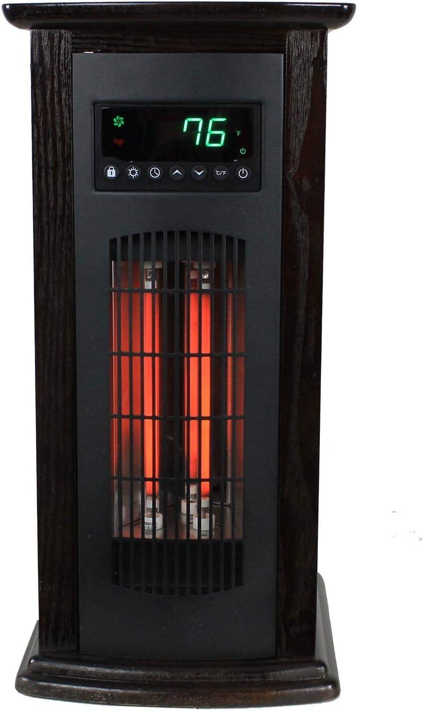 LifeSmart LifePro 1500W Infrared Quartz Indoor Home Tower Space Heater with Adjusting Temperatures and Remote Controls, Black