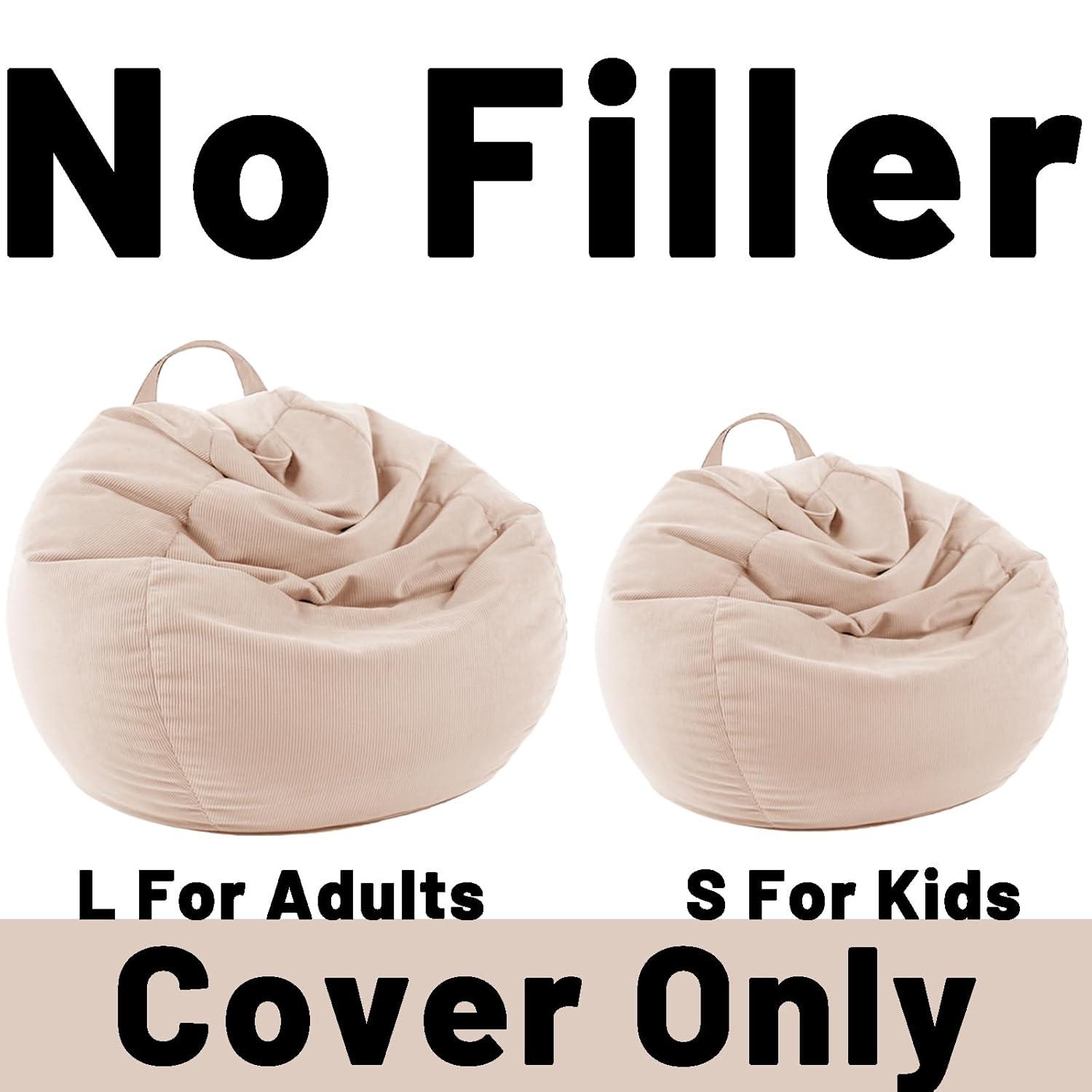 LPMOERA Stuffed Animal Storage Bean Bag Chair Cover (No Filler) for Kids and Adults.Pets Dogs/Cats Lazy Beds.Soft Premium Corduroy Stuffable Bean Bag for Organizing Children Plush Toys or Memory Foam