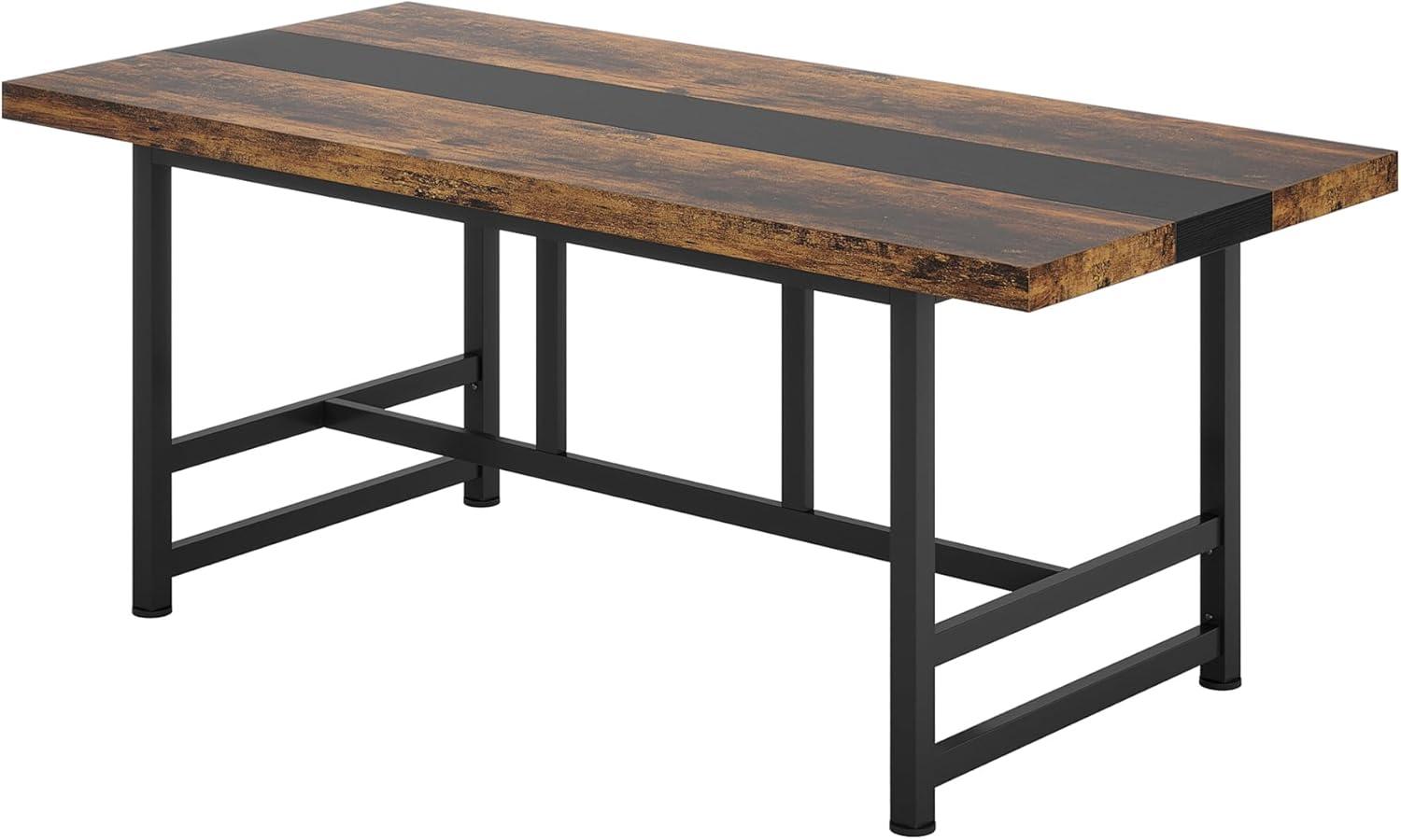 Tribesigns Dining Table for 6 People, Modern Wood Farmhouse Kitchen Furniture Dining Room Table, 70 Inch, Rustic Brown