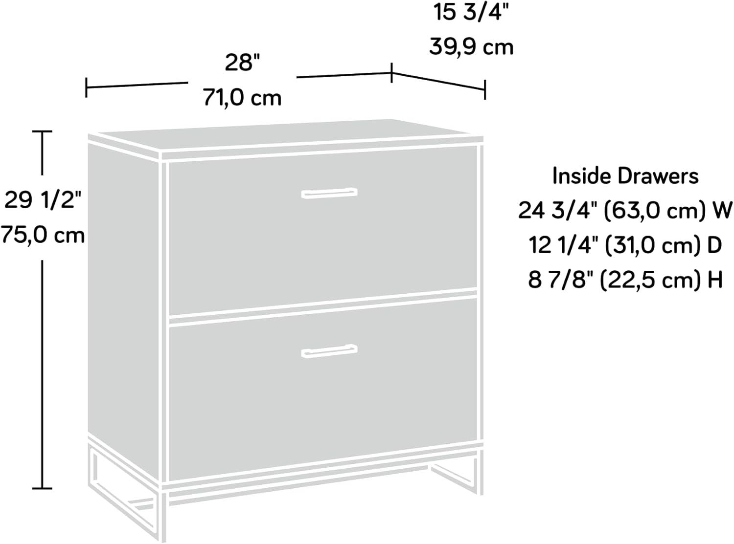 Mystic Oak 2-Drawer Lateral File Cabinet with Metal Base