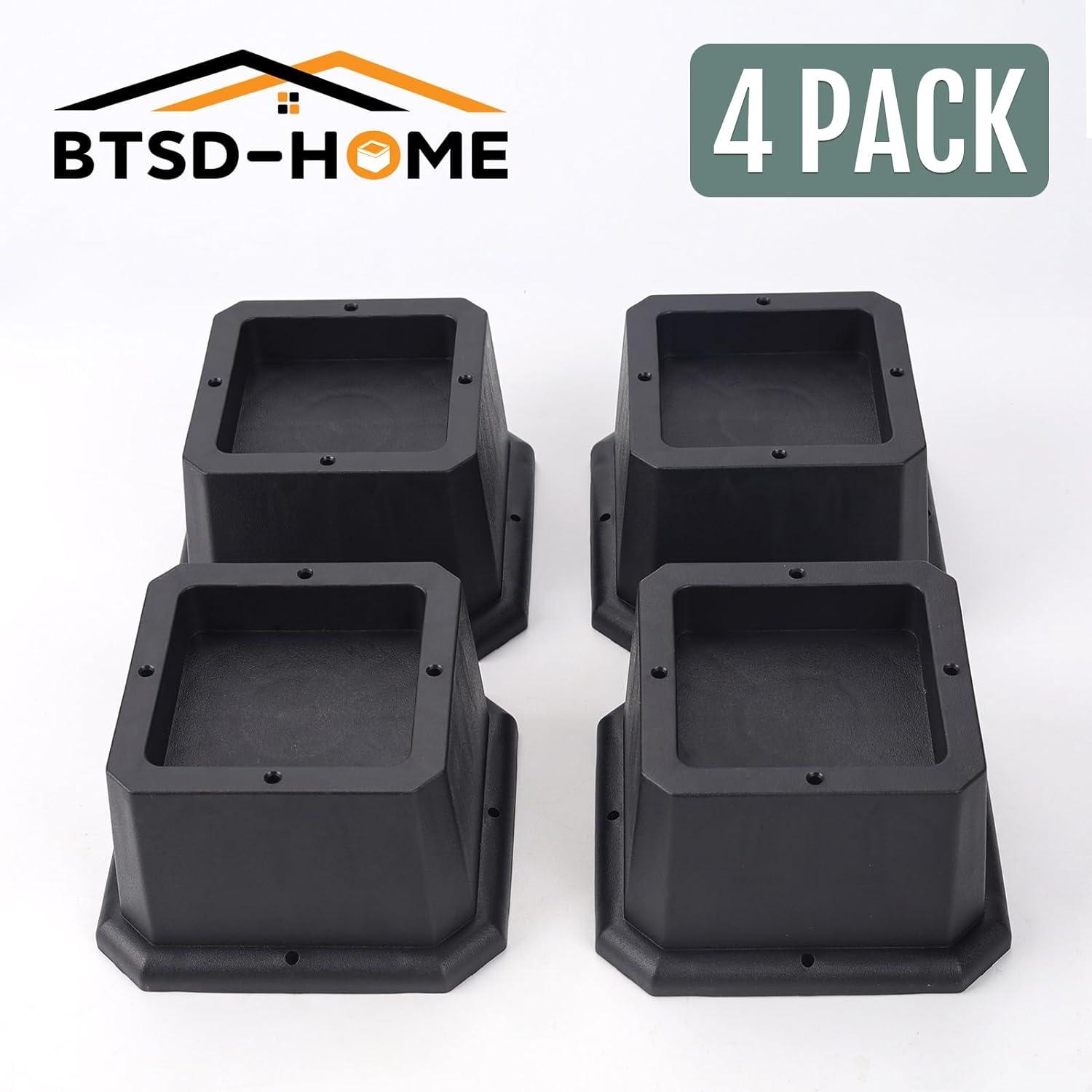 Furniture Risers 2 Inch Bed Risers Heavy Duty Adjustable Dorm Bed Lifts Risers Table Desk Chair Leg Extenders 4 Pack Black