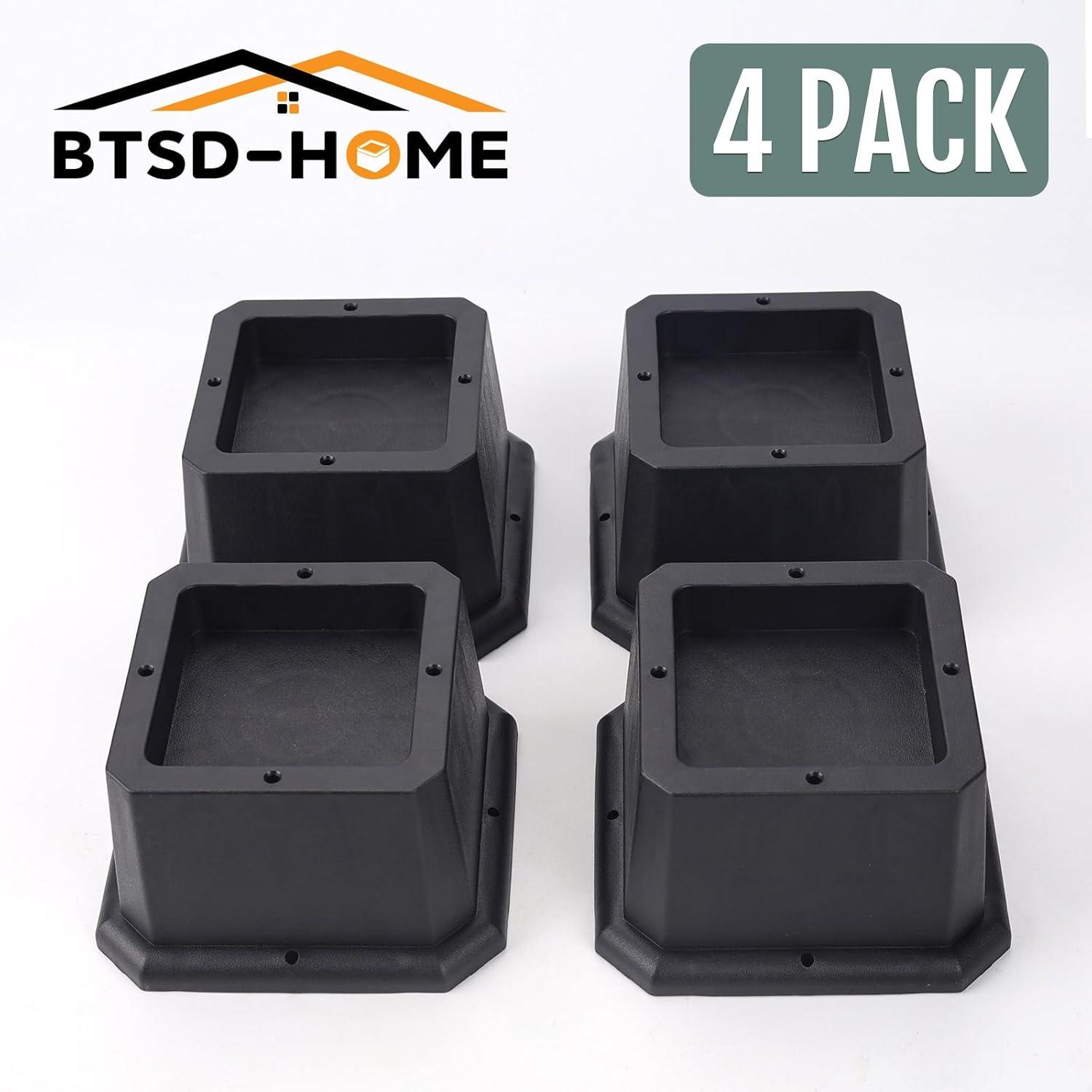 Furniture Risers 2 Inch Bed Risers Heavy Duty Adjustable Dorm Bed Lifts Risers Table Desk Chair Leg Extenders 4 Pack Black