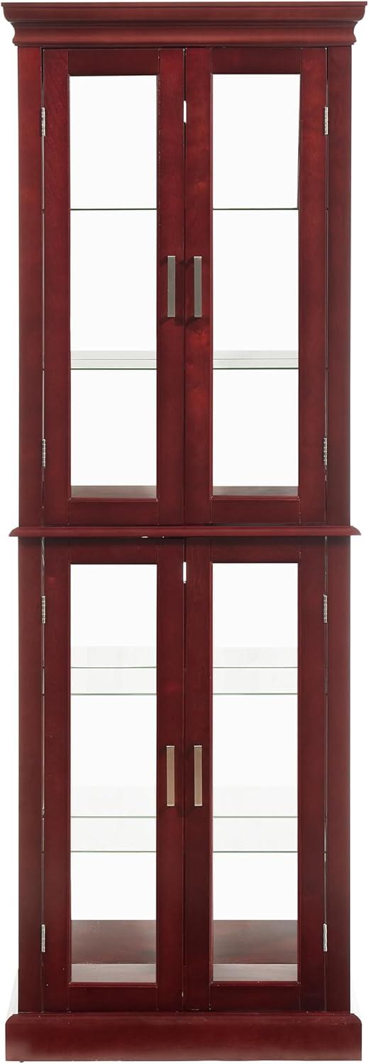 Curio Cabinet Lighted Curio Diapaly Cabinet with Adjustable Shelves and Mirrored Back Panel, Tempered Glass Doors (6 Tier), (E26 light bulb not included)