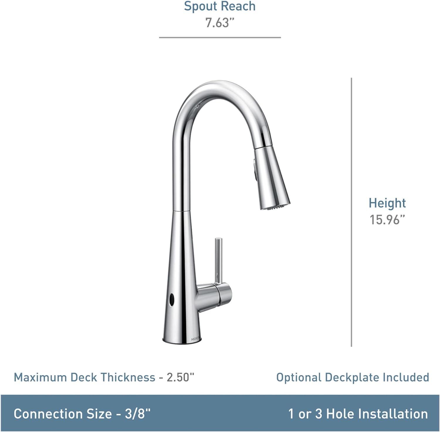 Moen Sleek MotionSense Wave Single Handle Pulldown Kitchen Faucet with Power Clean Technology