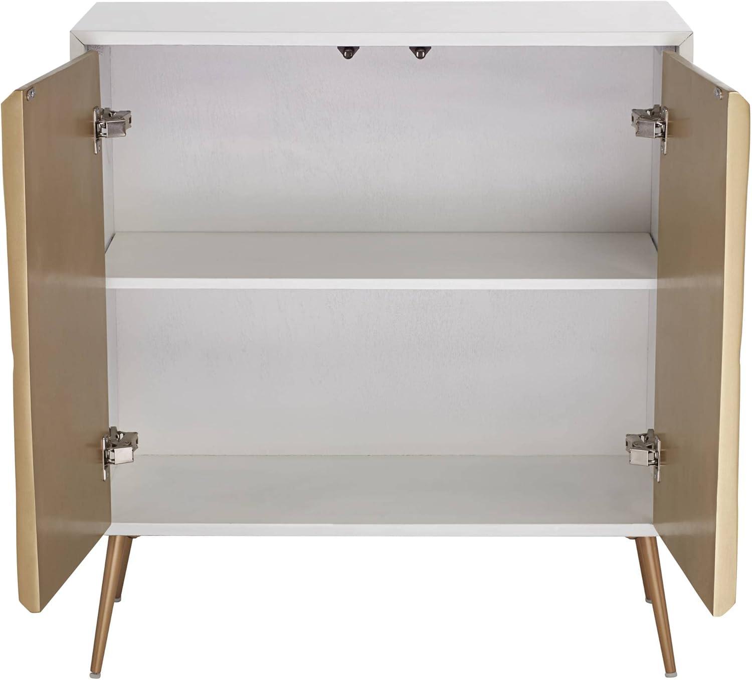 55 Downing Street Starburst 32" Wide White and Gold 2-Door Cabinet