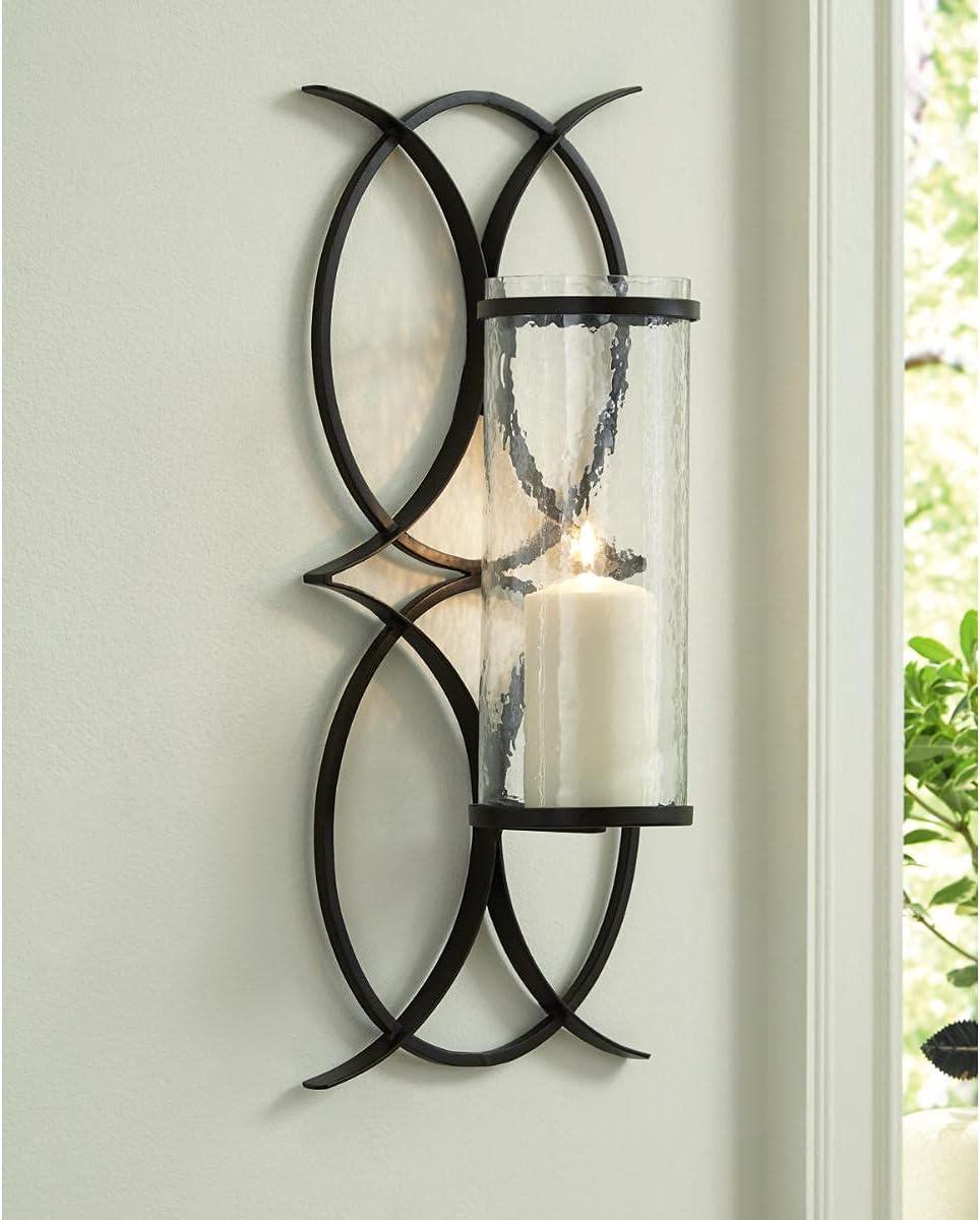Signature Design by Ashley Bryndis Contemporary 22.13" High Geometric Design Wall Sconce, Black