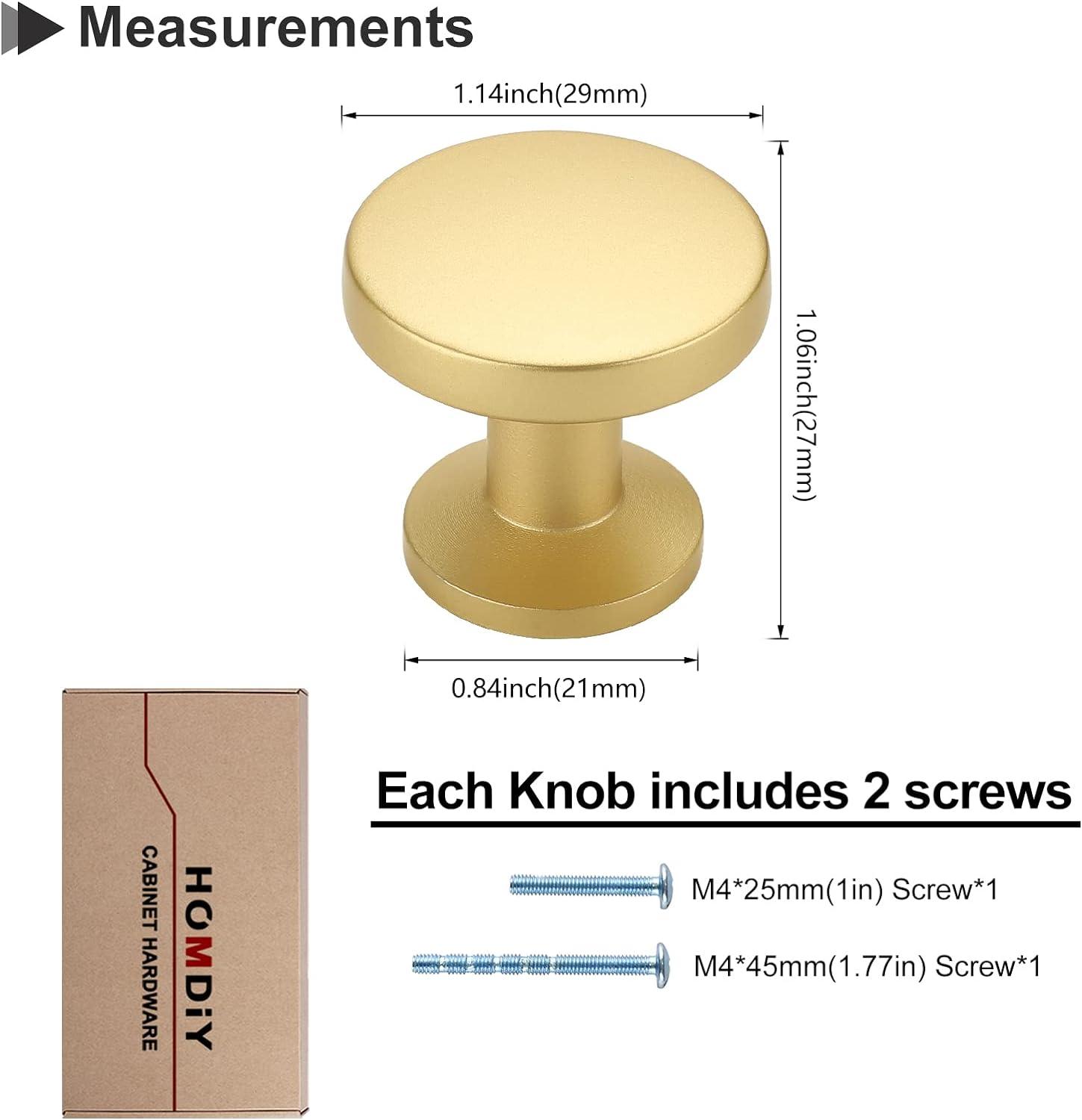 Brushed Brass Round Knurled Cabinet Knob Set