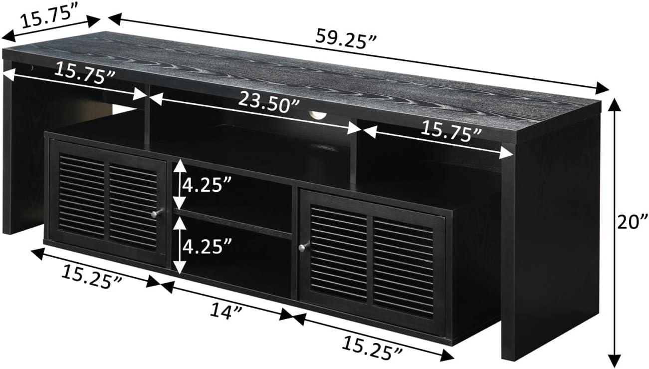 Convenience Concepts Designs2Go Lexington 59" TV Stand in Black Wood Finish