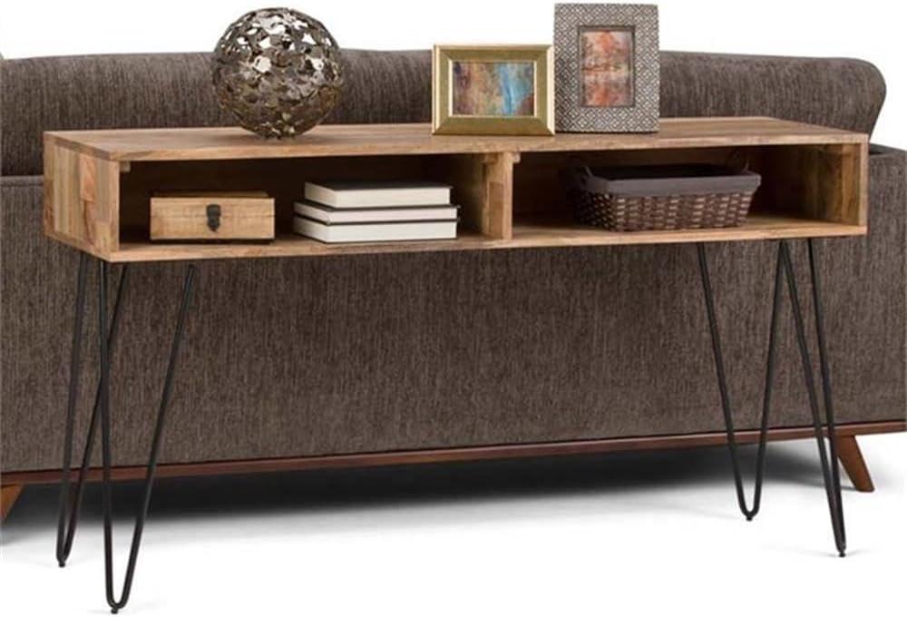 Hunter SOLID MANGO WOOD and Metal 55 inch Wide Industrial Console Sofa Table in Natural