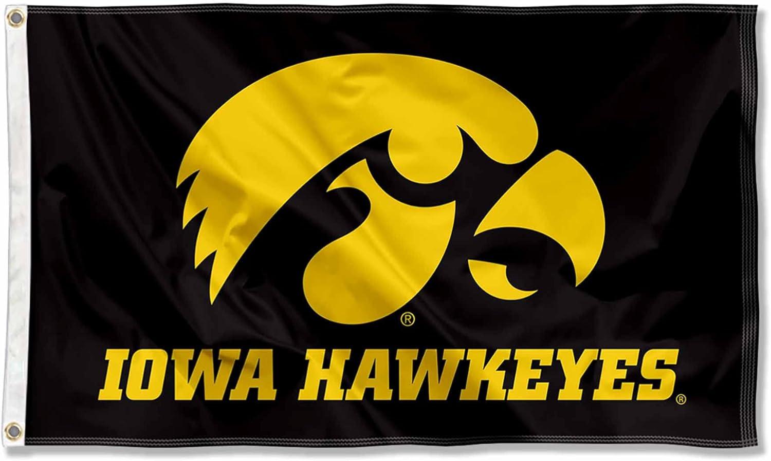 BSI PRODUCTS, INC. - Iowa Hawkeyes 3’x5’ Flag with Heavy-Duty Brass Grommets - UI Football, Basketball & Baseball Pride - High Durability - Designed for Indoor or Outdoor Use - Great Gift Idea