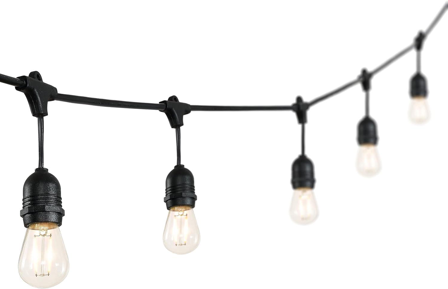 48FT Black Outdoor Commercial Globe String Lights with Warm White Bulbs