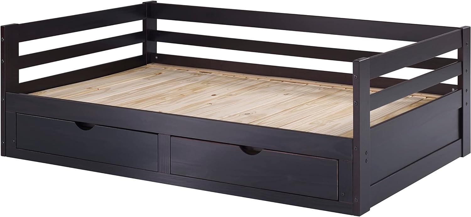 Espresso Pine Twin to King Extending Daybed with Storage