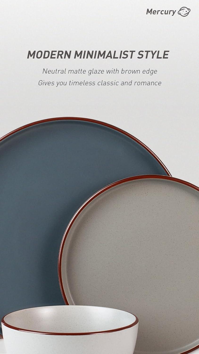 12 Pieces Stoneware Dinnerware Sets, Dishes Set for 4, Microwave and Dishwasher Safe