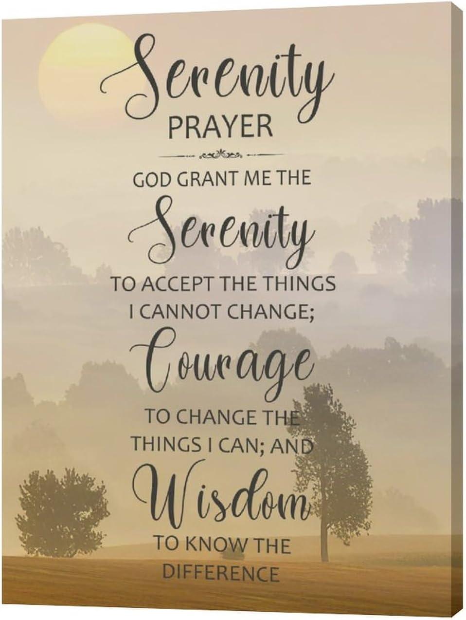 The Serenity Prayer Canvas Wall Art Serenity Prayer Sign Pictures Wall Decor Bible Verse Art God Grant Me Christian Religious Gifts Scripture Artwork for Bedroom Office Living Room 12"x16"