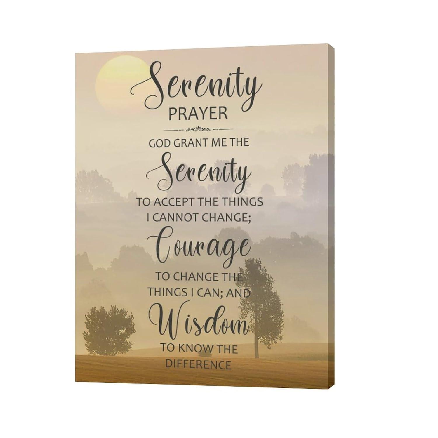 The Serenity Prayer Canvas Wall Art Serenity Prayer Sign Pictures Wall Decor Bible Verse Art God Grant Me Christian Religious Gifts Scripture Artwork for Bedroom Office Living Room 12"x16"