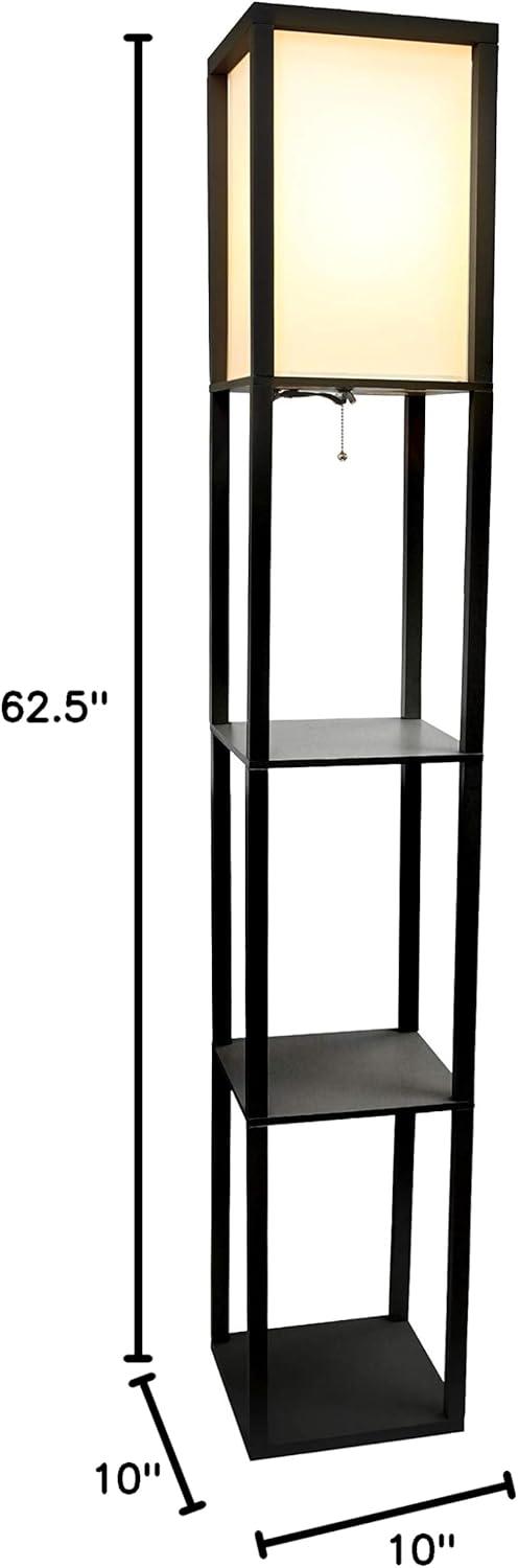 Simple Designs 62.5" Three Shelf Etagere Organizer Storage Floor Lamp
