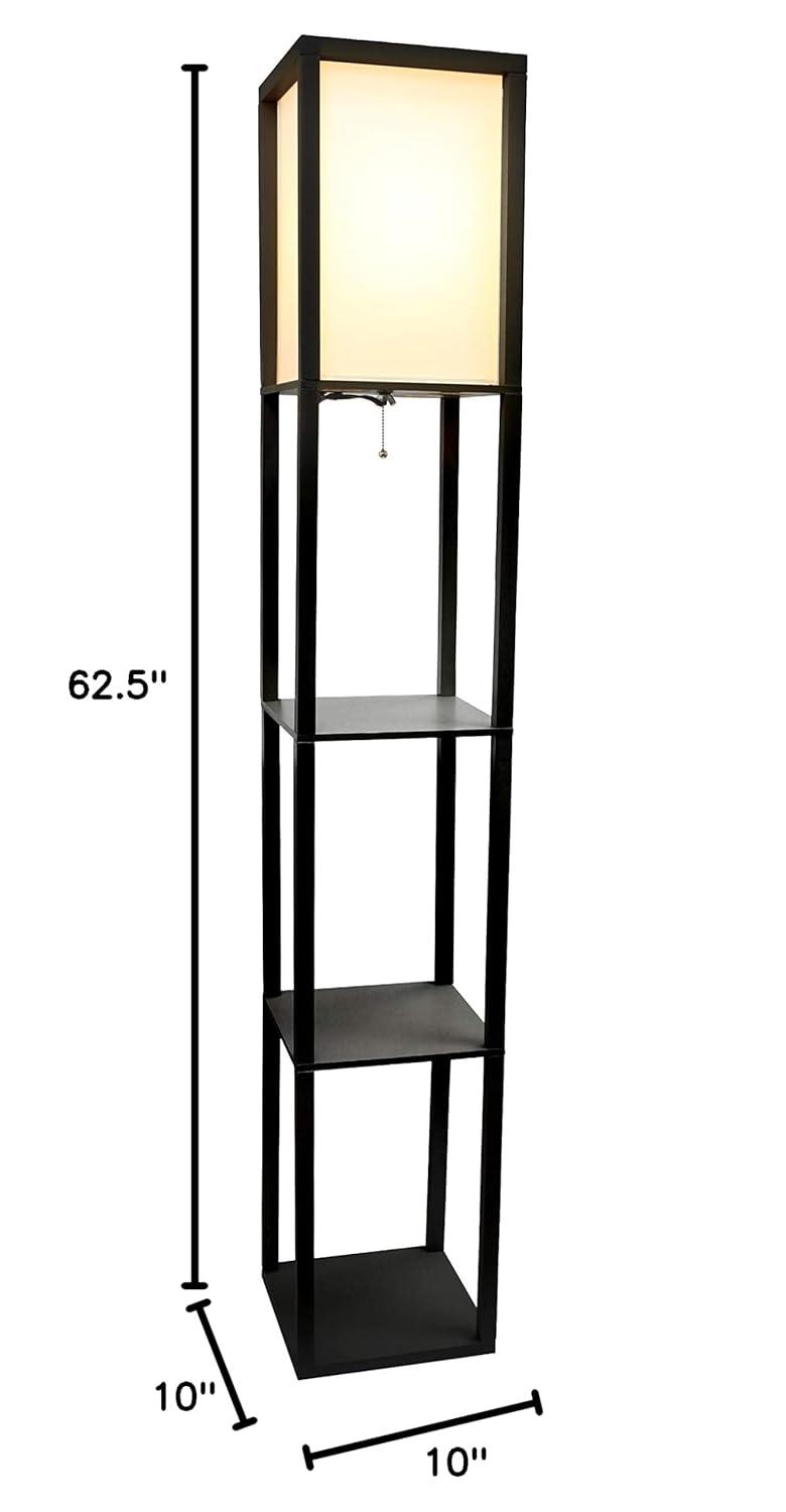 Simple Designs 62.5" Three Shelf Etagere Organizer Storage Floor Lamp