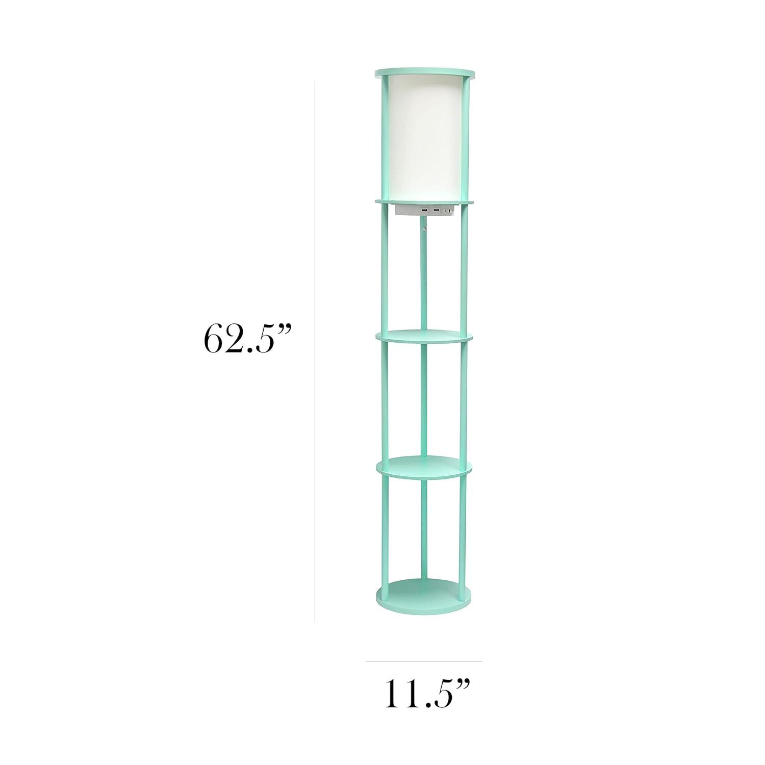 62.5" Round Modern Shelf Etagere Organizer Floor Lamp with Charging Station - Simple Designs