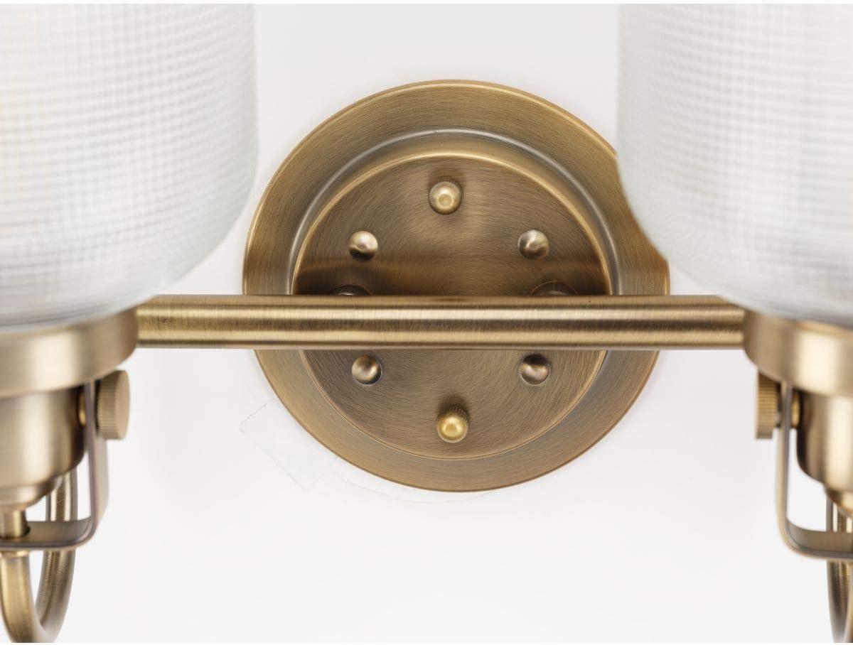 Archie Collection Four-Light Vintage Brass Clear Double Prismatic Glass Coastal Bath Vanity Light