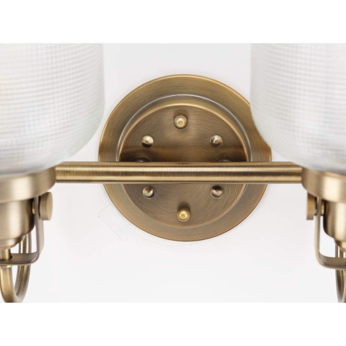 Archie Collection Four-Light Vintage Brass Clear Double Prismatic Glass Coastal Bath Vanity Light