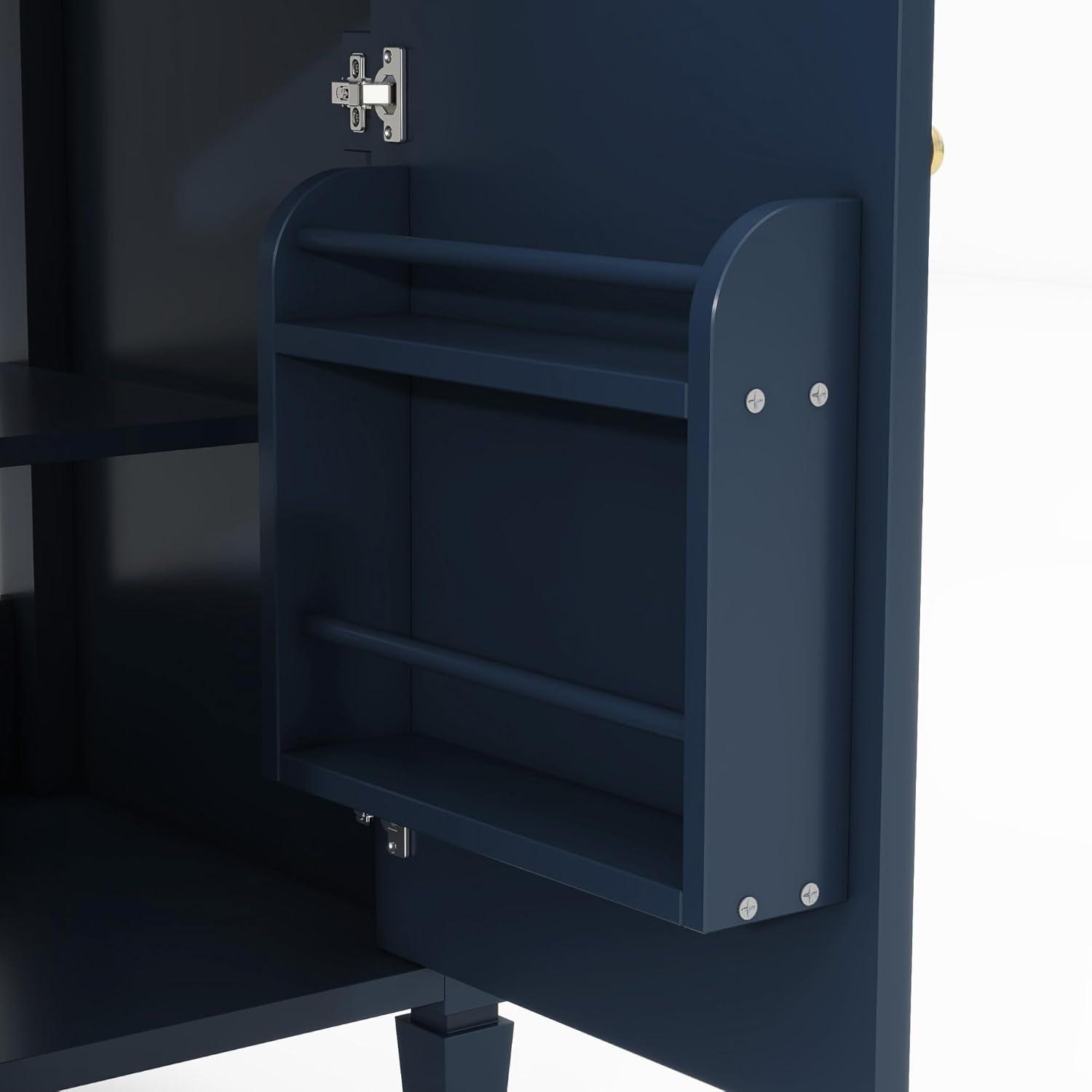 Bathroom Vanity with Sink, Solid Wood MDF, Modern Storage Cabinet with Tip-out Drawer, Amber Storage System, Soft Close Drawers, Blue