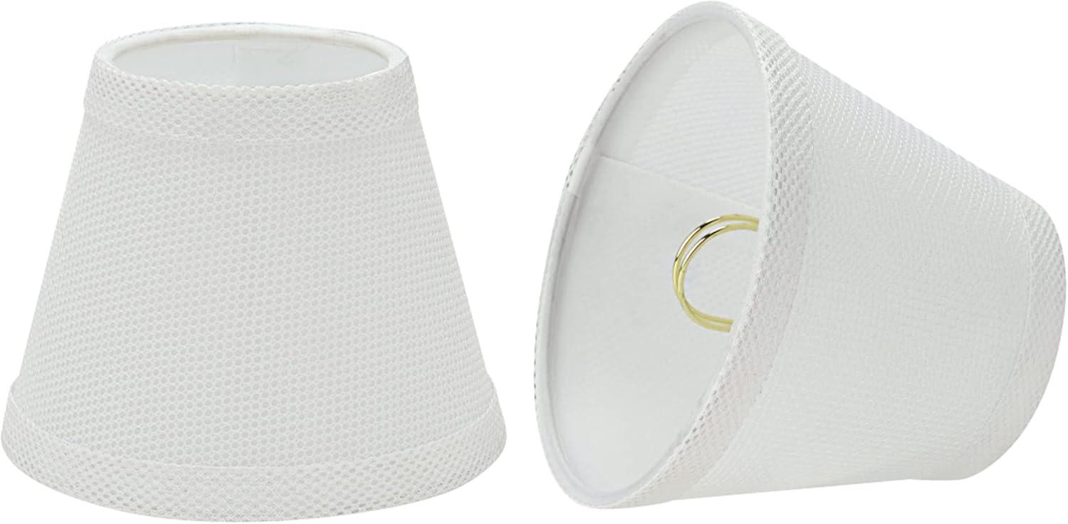 Aspen Creative 32066-2 Small Hardback Empire Shape Chandelier Clip-On Lamp Shade Set (2 Pack), Transitional Design in White, 5" bottom width (3" x 5" x 4")