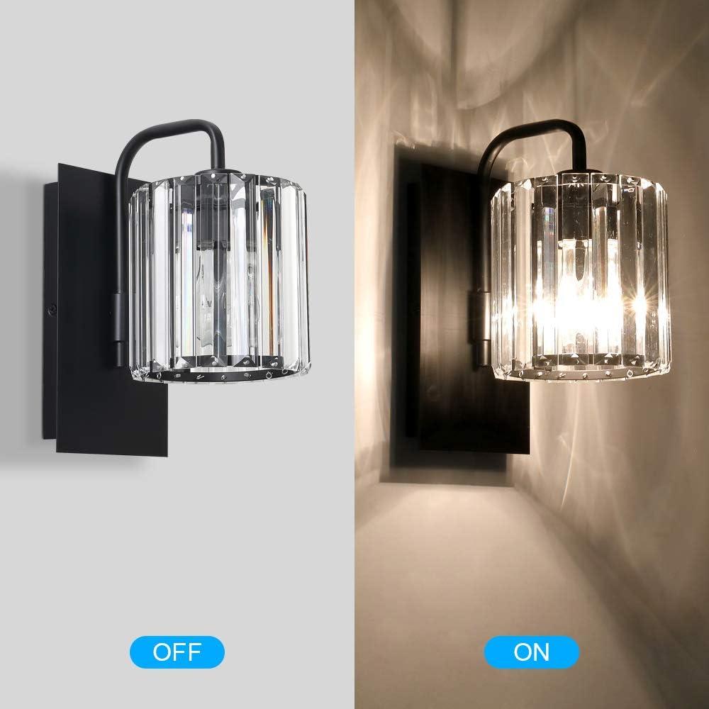 Black Crystal and Glass Modern Wall Sconce