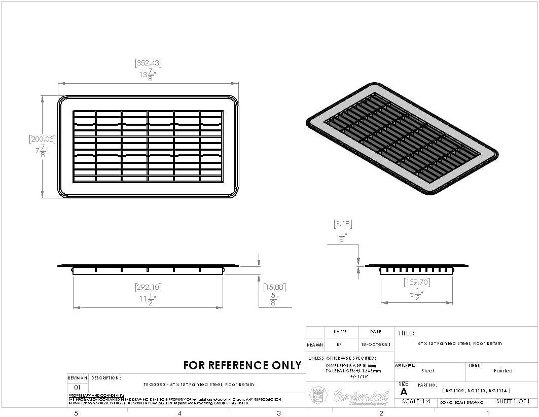 6in x 12in Imperial Brown Heavy Gauge Steel Floor Grille - Heating and Cooling Air Vent