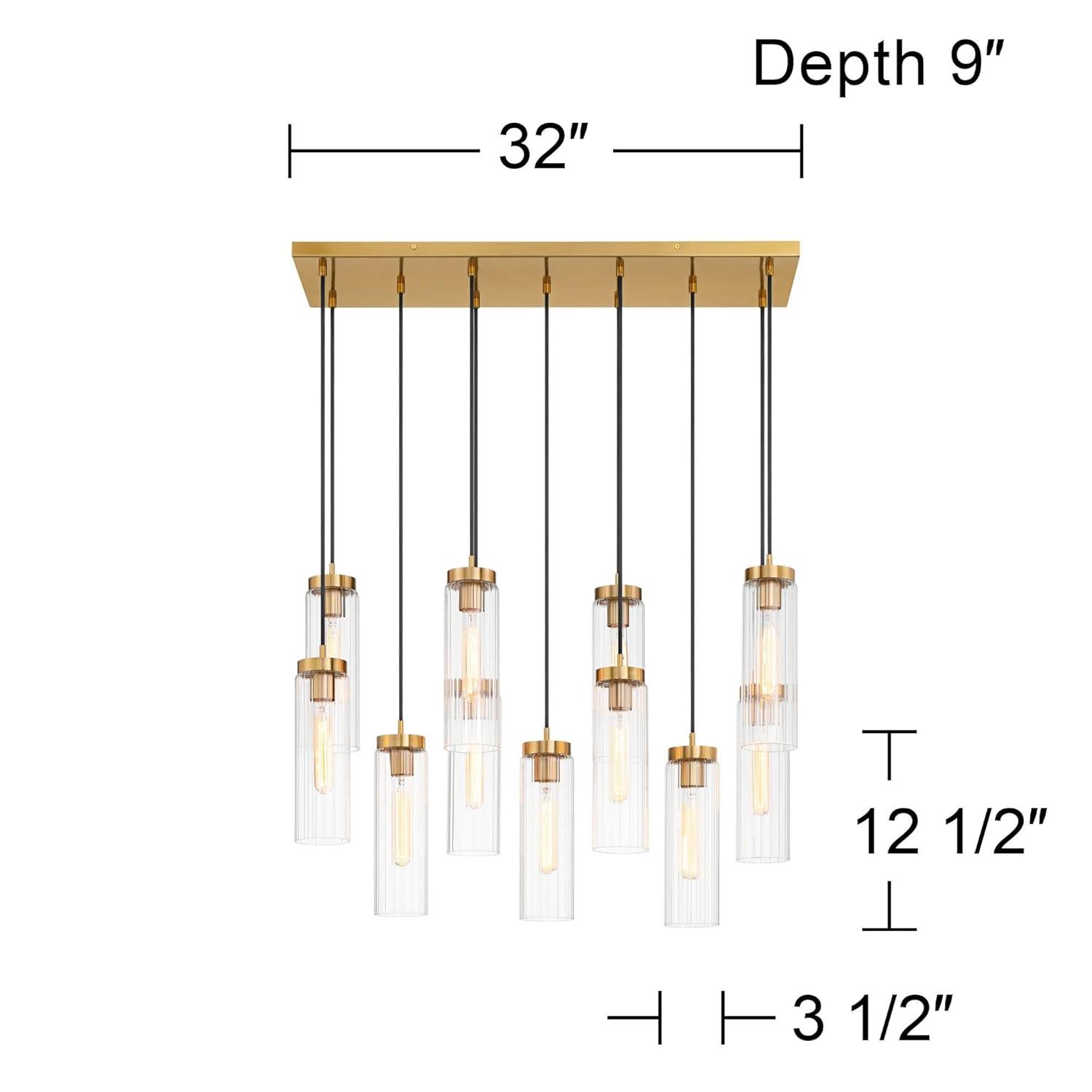 Possini Euro Design Marika 32" Modern Pendant Chandelier Ceiling Light Fixture Dining Room Over Table Kitchen Island Multi-Light Soft Gold Finish