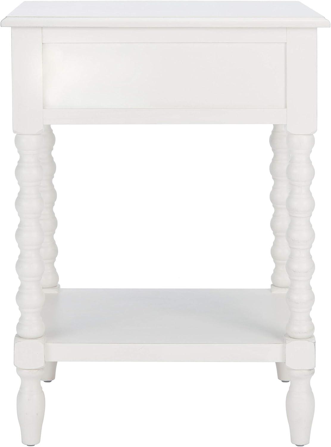 Distressed White Modern Farmhouse Accent Table with Storage