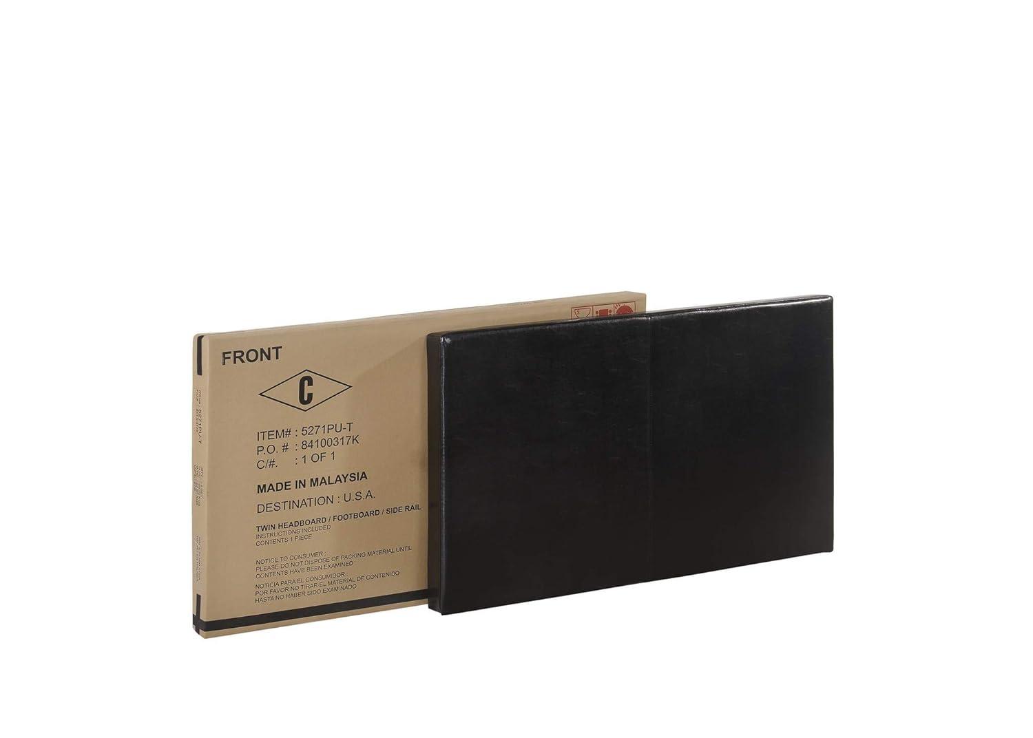 Crown Mark Erin Faux Leather Bed, Black, Twin